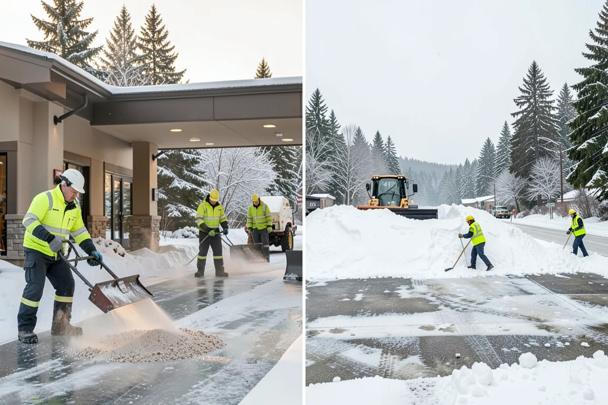 Shopping Center Deicing in Shoreline, King County, WA - Map tenant walkways, crosswalks, and shared entrances center-wide