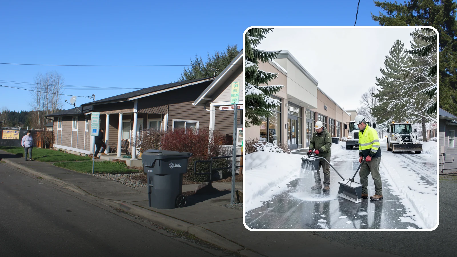 Shopping Center Deicing in South Prairie, Pierce County, WA - Deicing for shopping centers that keeps multi-tenant walkways, storefront aprons, and common areas safe across an entire retail...