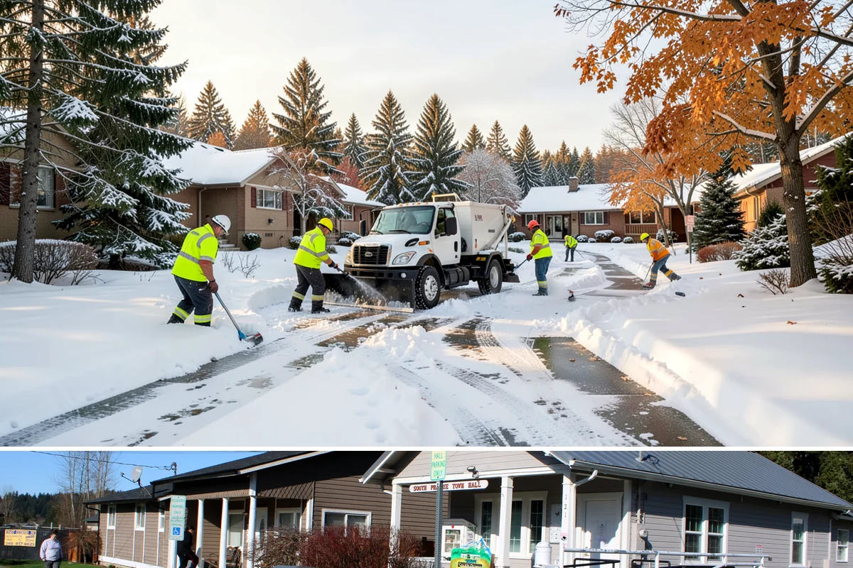Shopping Center Deicing in South Prairie, Pierce County, WA - Service runs through the winter retail season, intensifying on freezing-rain days that overlap with weekend and holiday shopping...