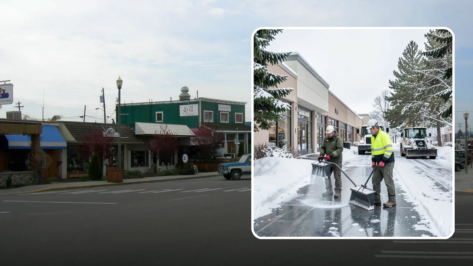 Shopping Center Deicing in Stanwood, Snohomish County, WA - Deicing for shopping centers that keeps multi-tenant walkways, storefront aprons, and common areas safe across an entire retail...
