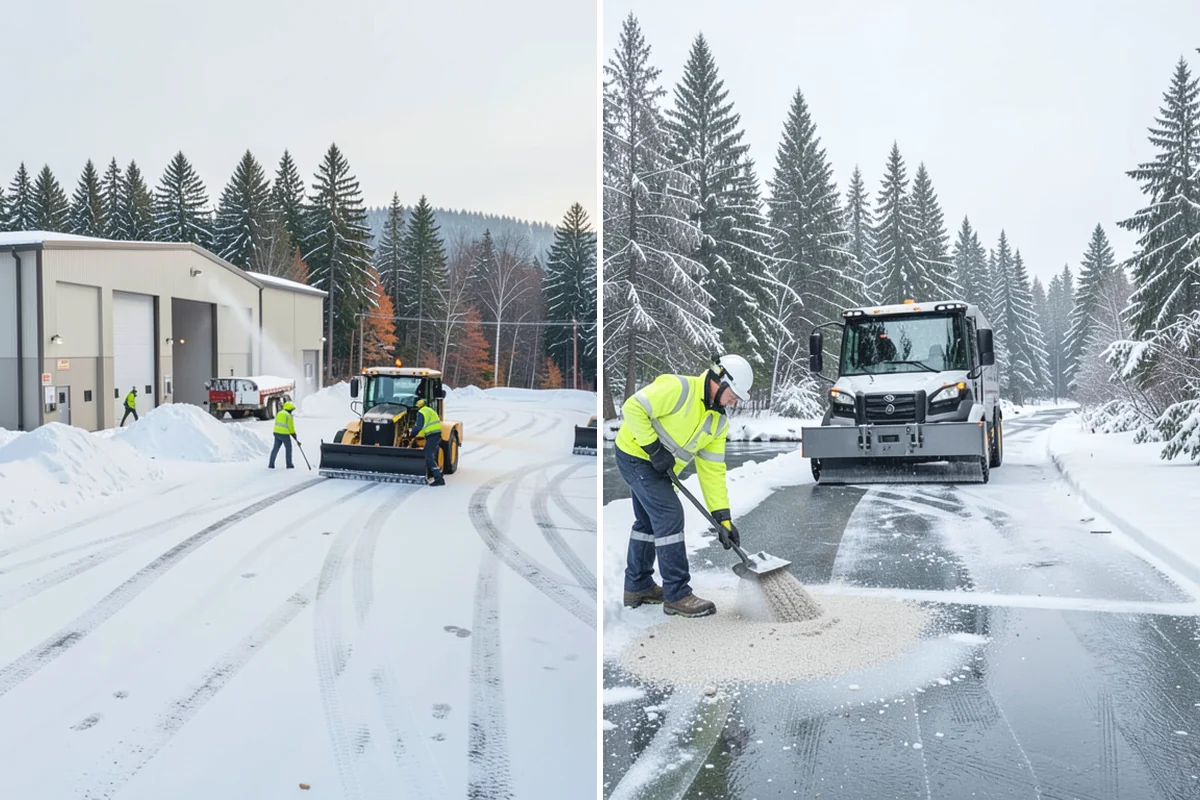 Shopping Center Deicing in Sumner, Pierce County, WA - Map tenant walkways, crosswalks, and shared entrances center-wide