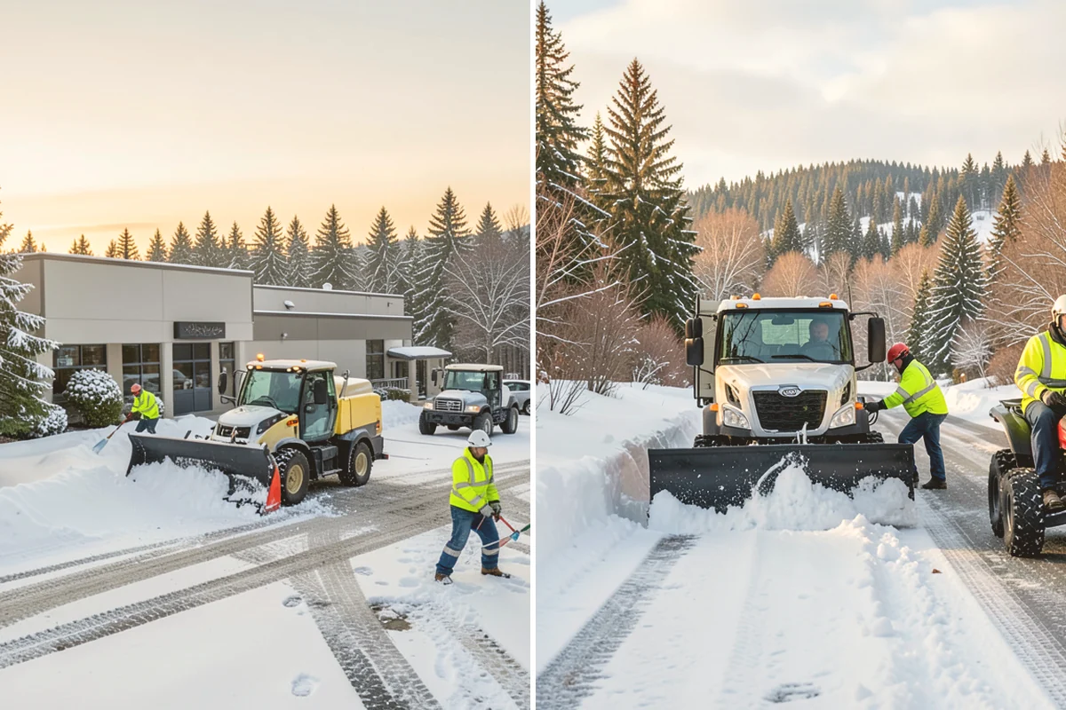 Shopping Center Parking Lot Snow Removal in Algona, King County, WA - Map tenant storefronts, drive aisles, and crosswalk connections