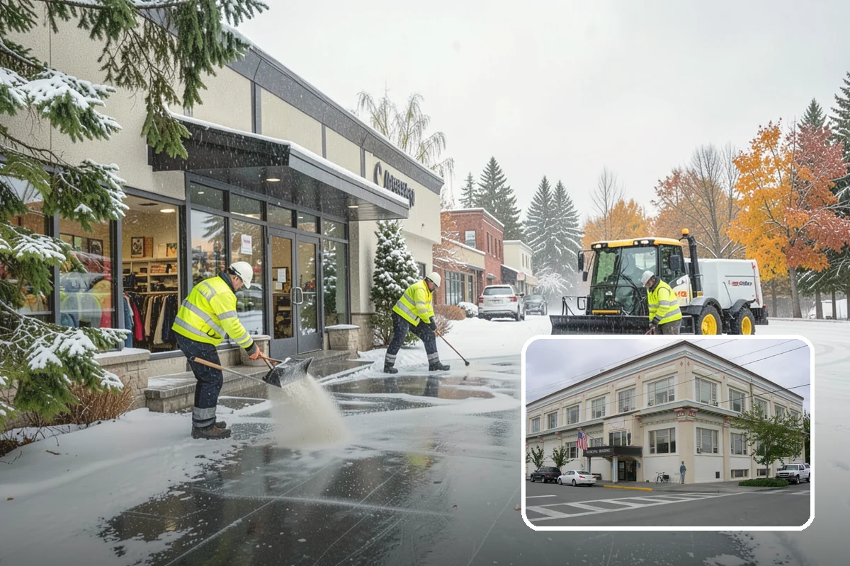 Shopping Center Parking Lot Snow Removal in Anacortes, Skagit County, WA - Every tenant's storefront stays reachable across the shared lot