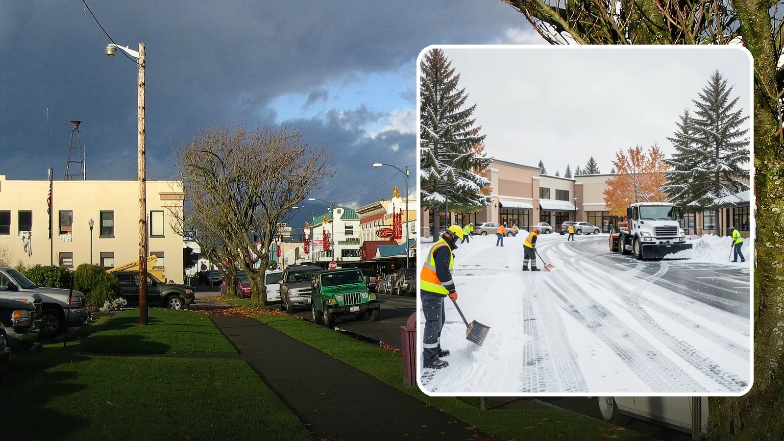 Shopping Center Parking Lot Snow Removal in Arlington, Snohomish County, WA - We clear large multi-tenant shopping center lots so Western Washington shoppers reach every storefront through winter.