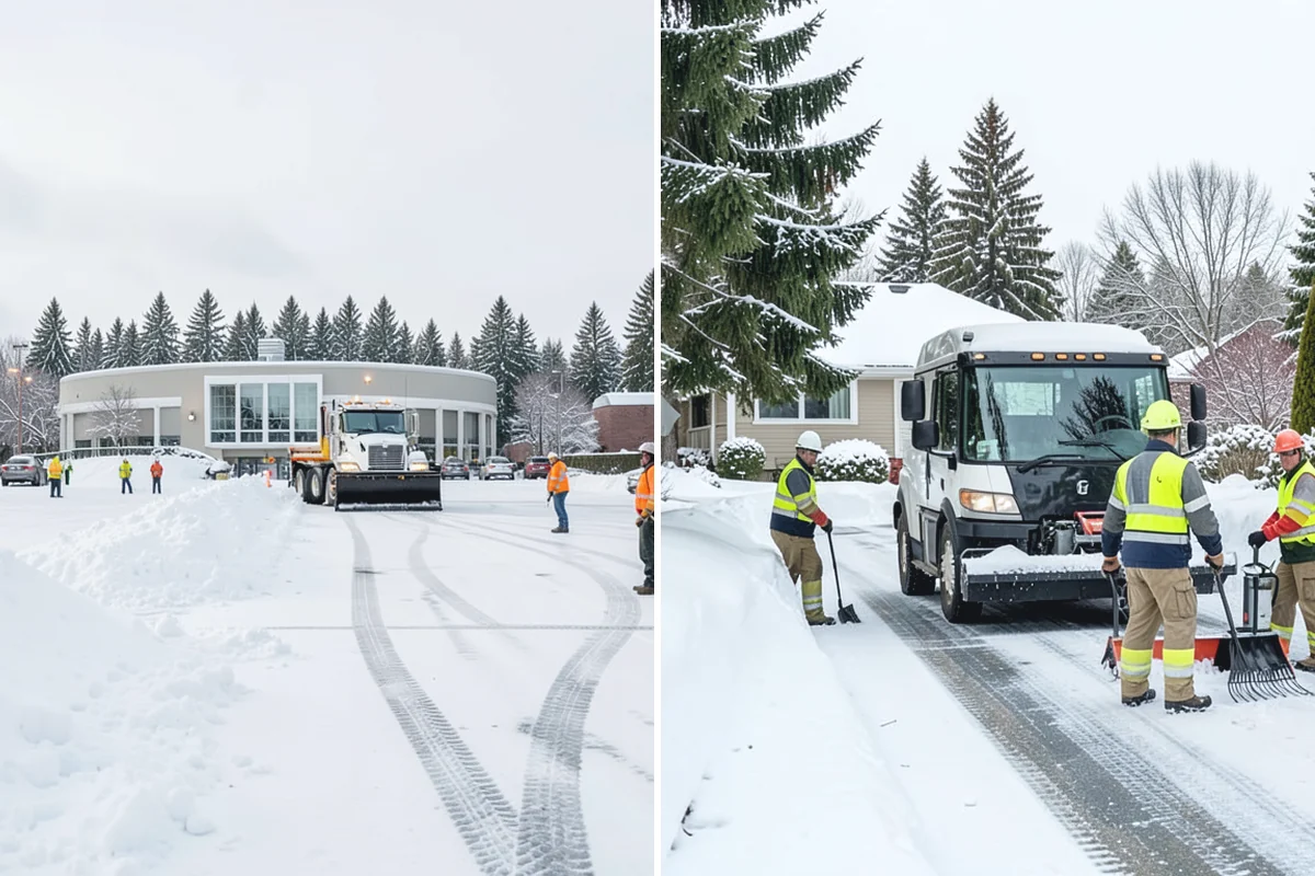 Shopping Center Parking Lot Snow Removal in Auburn, King County, WA - Map tenant storefronts, drive aisles, and crosswalk connections