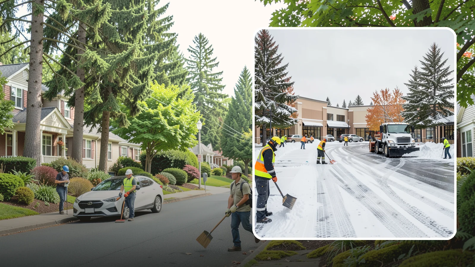 Shopping Center Parking Lot Snow Removal in Beaux Arts Village, King County, WA - We clear large multi-tenant shopping center lots so Western Washington shoppers reach every storefront through winter.
