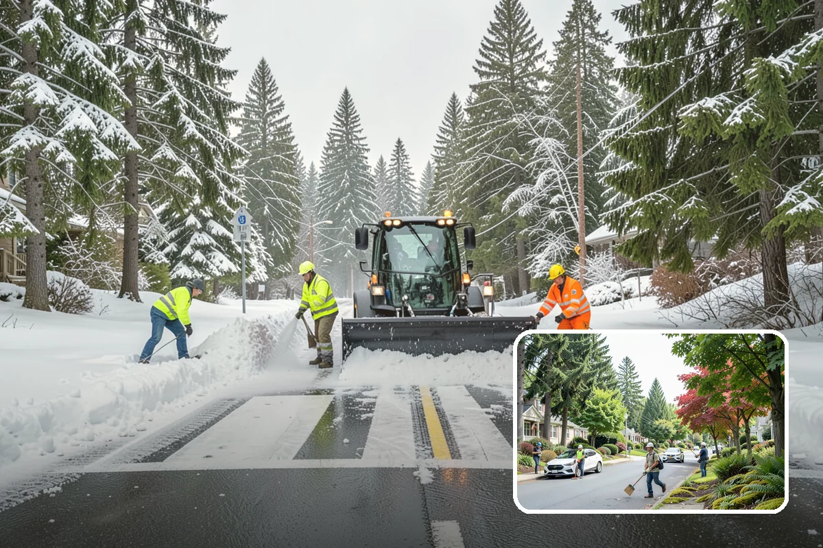 Shopping Center Parking Lot Snow Removal in Beaux Arts Village, King County, WA - Every tenant's storefront stays reachable across the shared lot