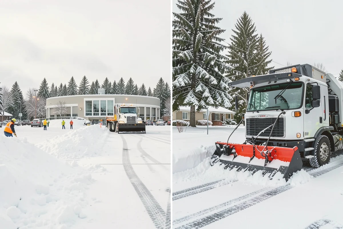 Shopping Center Parking Lot Snow Removal in Bellevue, King County, WA - Map tenant storefronts, drive aisles, and crosswalk connections