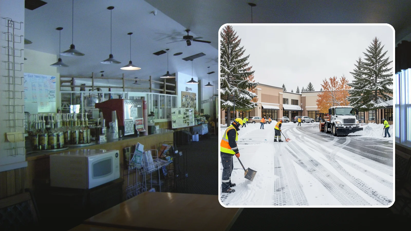Shopping Center Parking Lot Snow Removal in Black Diamond, King County, WA - We clear large multi-tenant shopping center lots so Western Washington shoppers reach every storefront through winter.
