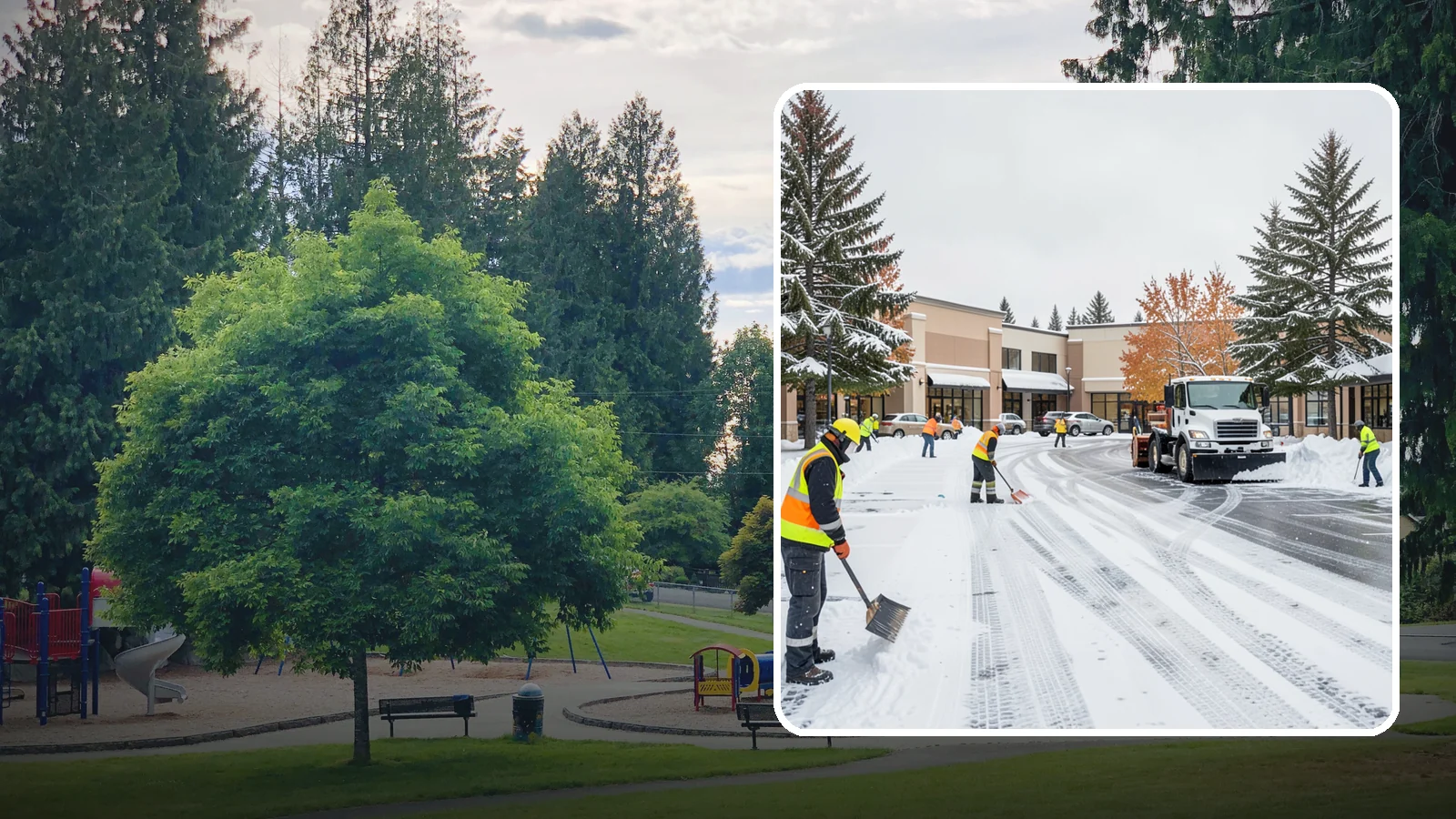 Shopping Center Parking Lot Snow Removal in Bonney Lake, Pierce County, WA - We clear large multi-tenant shopping center lots so Western Washington shoppers reach every storefront through winter.