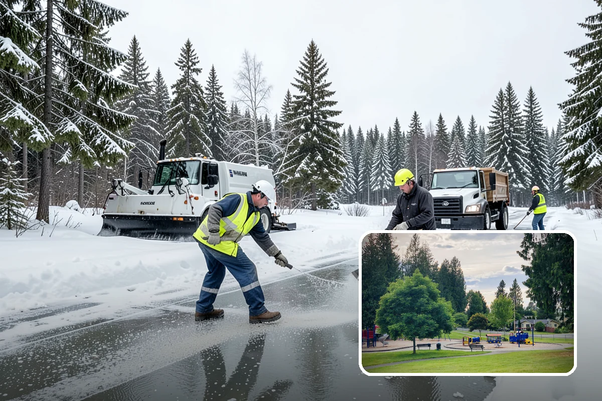 Shopping Center Parking Lot Snow Removal in Bonney Lake, Pierce County, WA - Every tenant's storefront stays reachable across the shared lot