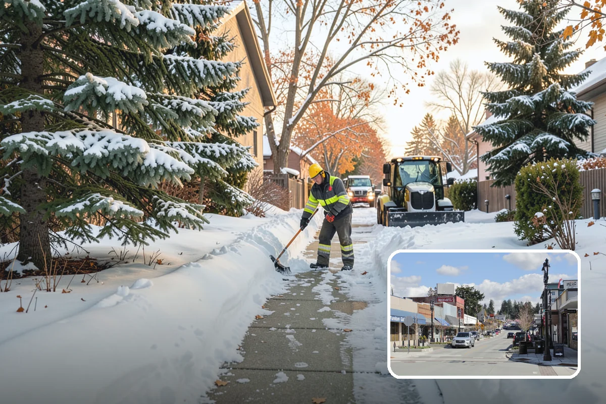 Shopping Center Parking Lot Snow Removal in Bothell, King County, WA - Every tenant's storefront stays reachable across the shared lot