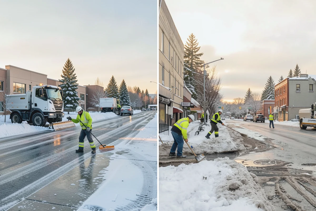 Shopping Center Parking Lot Snow Removal in Buckley, Pierce County, WA - Map tenant storefronts, drive aisles, and crosswalk connections