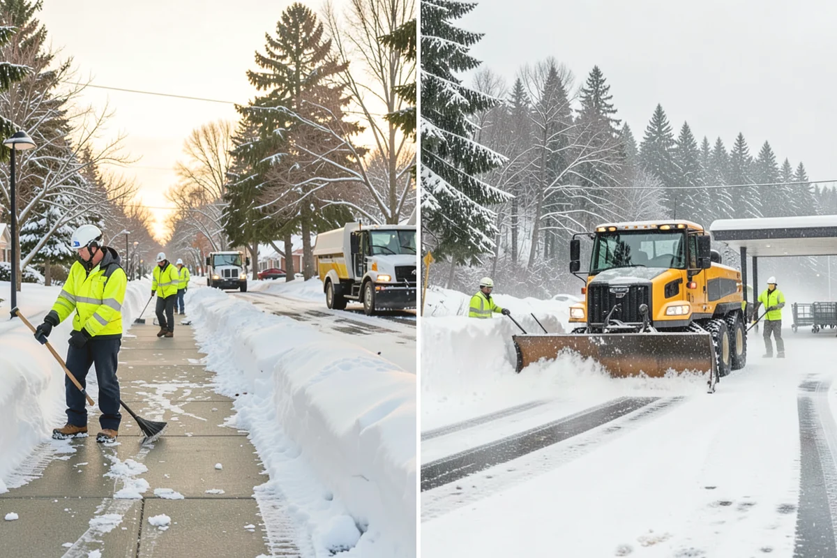 Shopping Center Parking Lot Snow Removal in Burlington, Skagit County, WA - Map tenant storefronts, drive aisles, and crosswalk connections