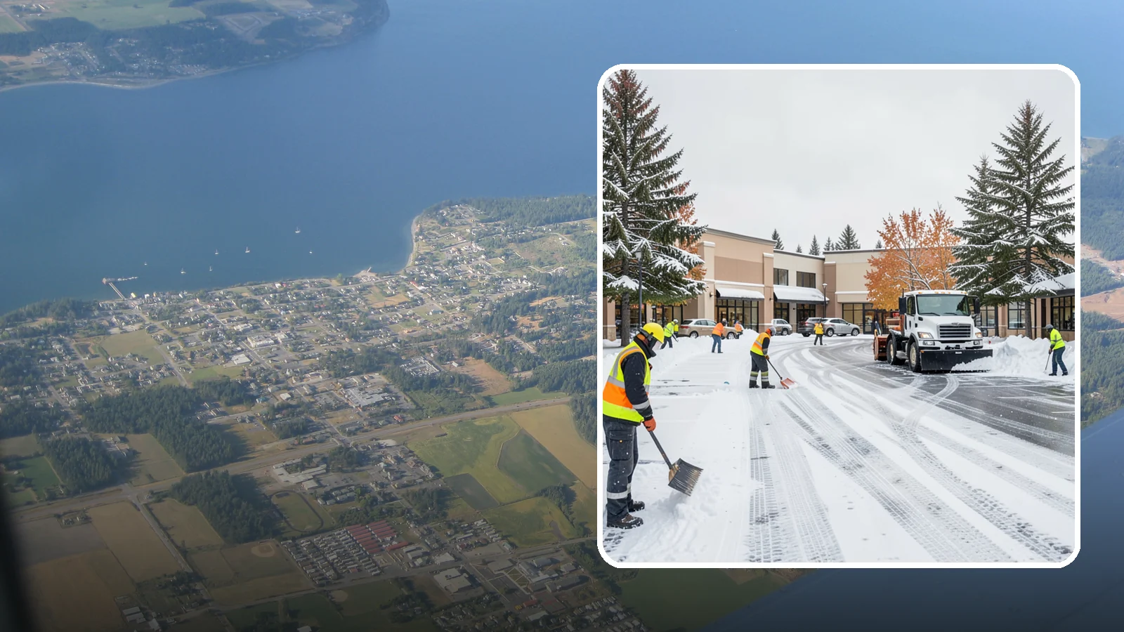 Shopping Center Parking Lot Snow Removal in Coupeville, Island County, WA - We clear large multi-tenant shopping center lots so Western Washington shoppers reach every storefront through winter.