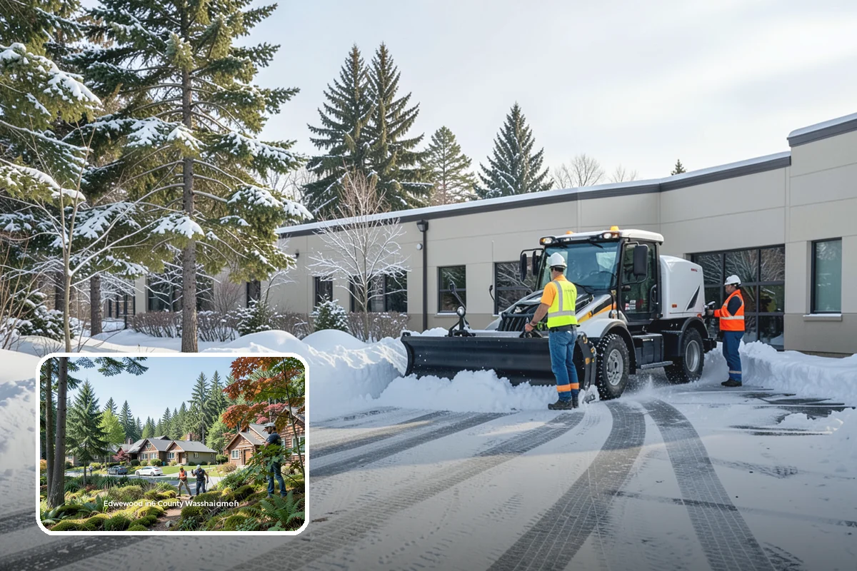 Shopping Center Parking Lot Snow Removal in Edgewood, Pierce County, WA - Every tenant's storefront stays reachable across the shared lot