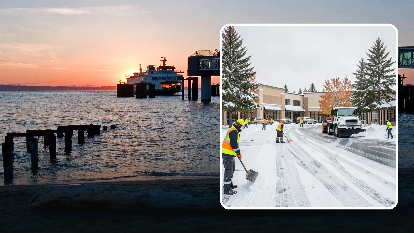 Shopping Center Parking Lot Snow Removal in Edmonds, Snohomish County, WA - We clear large multi-tenant shopping center lots so Western Washington shoppers reach every storefront through winter.
