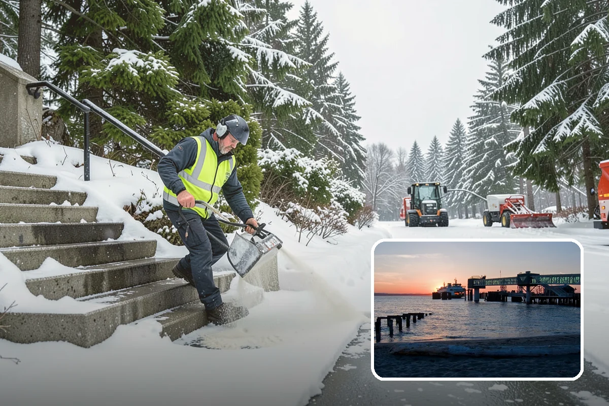 Shopping Center Parking Lot Snow Removal in Edmonds, Snohomish County, WA - Every tenant's storefront stays reachable across the shared lot