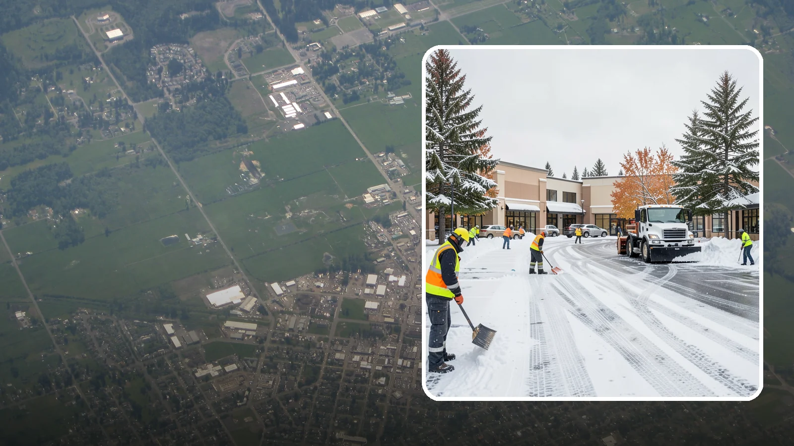 Shopping Center Parking Lot Snow Removal in Enumclaw, King County, WA - We clear large multi-tenant shopping center lots so Western Washington shoppers reach every storefront through winter.