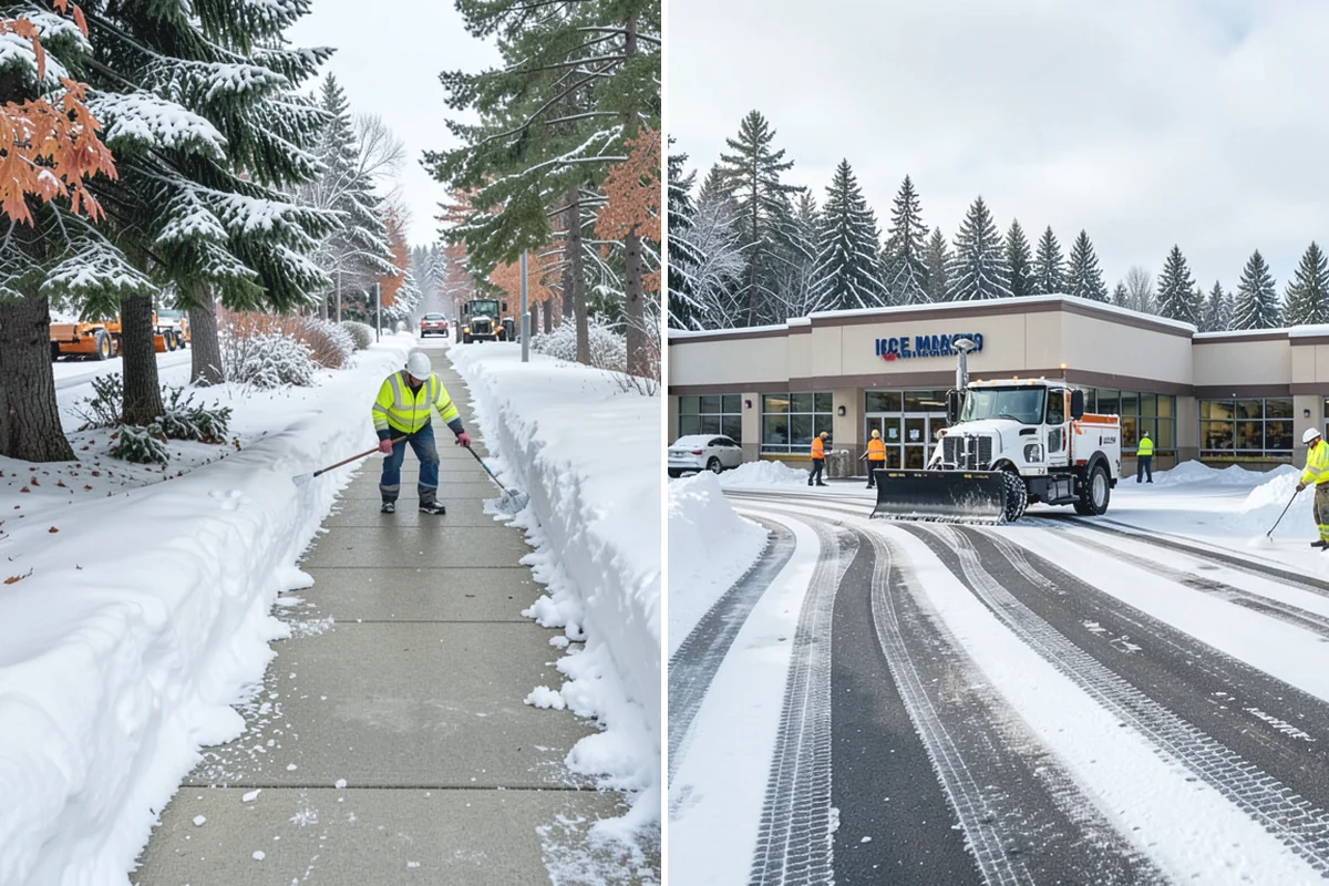 Shopping Center Parking Lot Snow Removal in Gold Bar, Snohomish County, WA - Map tenant storefronts, drive aisles, and crosswalk connections