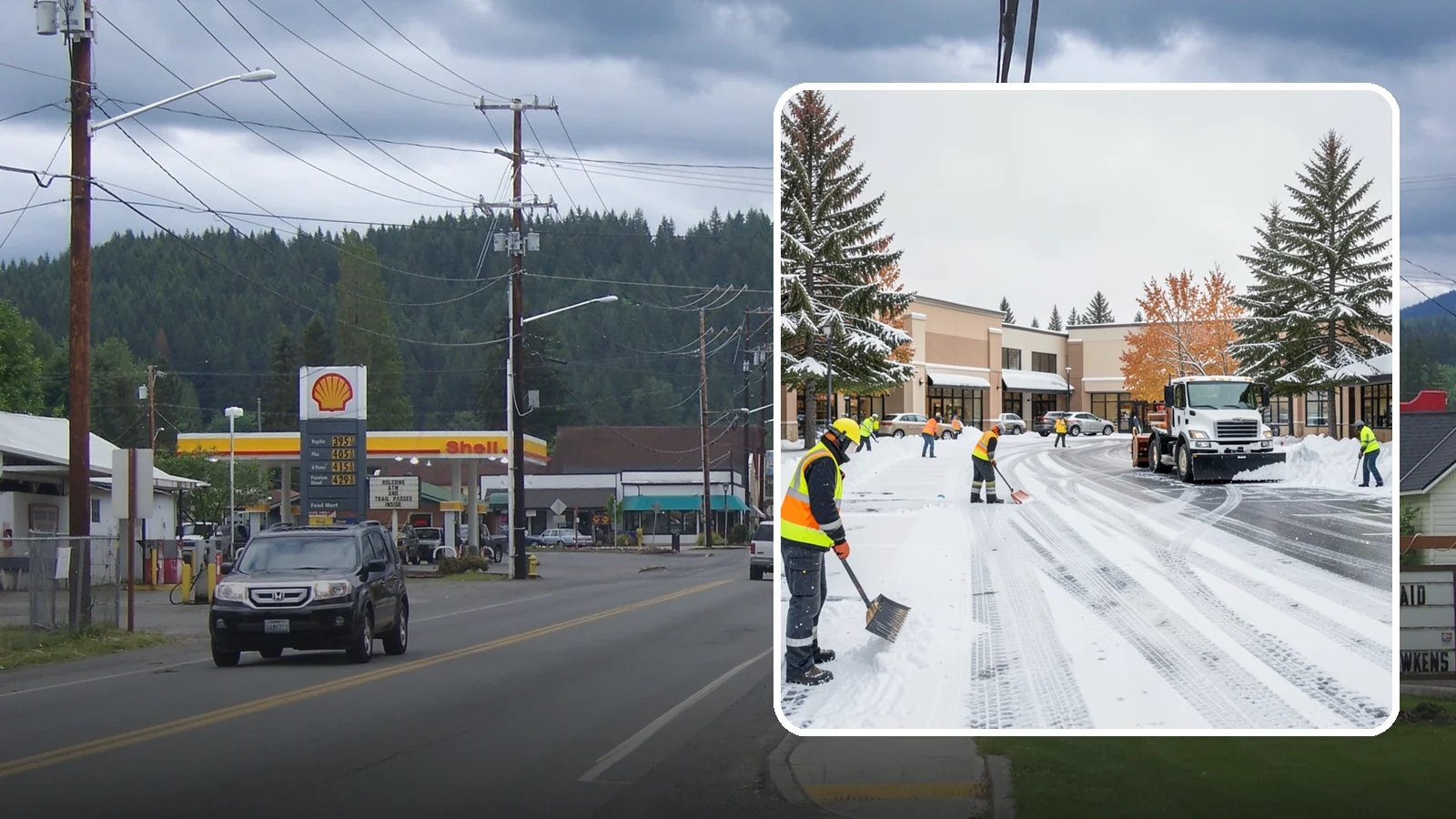 Shopping Center Parking Lot Snow Removal in Granite Falls, Snohomish County, WA - We clear large multi-tenant shopping center lots so Western Washington shoppers reach every storefront through winter.