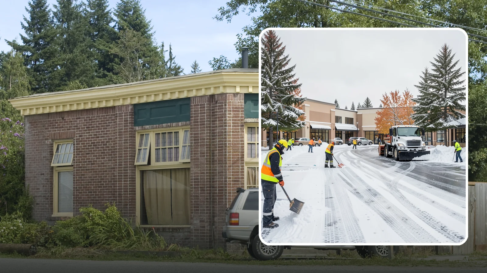 Shopping Center Parking Lot Snow Removal in Hamilton, Skagit County, WA - We clear large multi-tenant shopping center lots so Western Washington shoppers reach every storefront through winter.