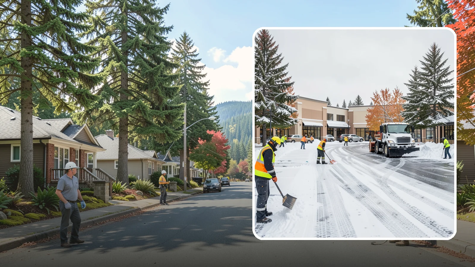 Shopping Center Parking Lot Snow Removal in Hunts Point, King County, WA - We clear large multi-tenant shopping center lots so Western Washington shoppers reach every storefront through winter.