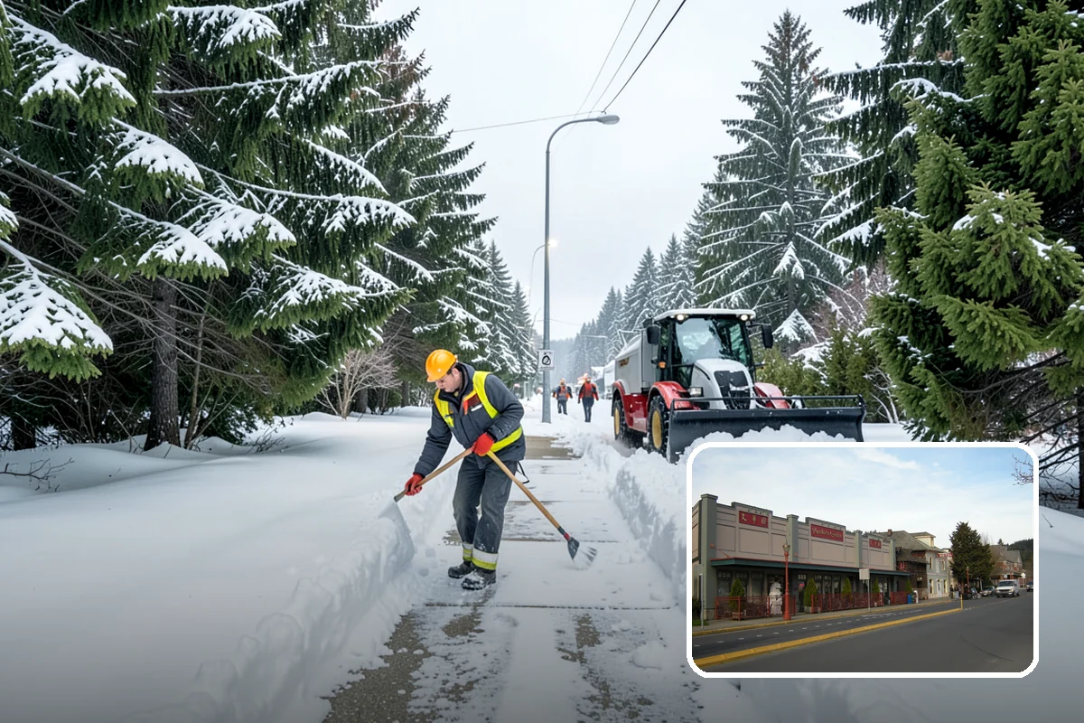 Shopping Center Parking Lot Snow Removal in Issaquah, King County, WA - Every tenant's storefront stays reachable across the shared lot