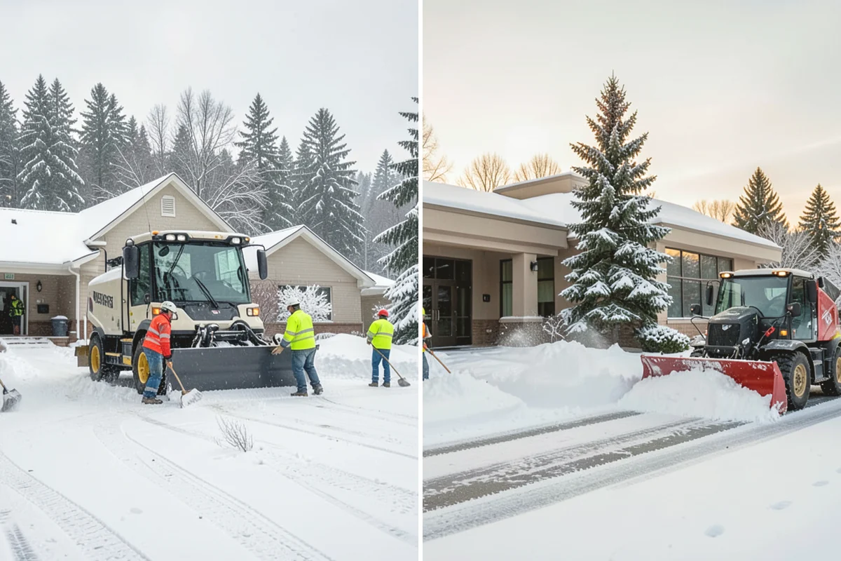 Shopping Center Parking Lot Snow Removal in Issaquah, King County, WA - Map tenant storefronts, drive aisles, and crosswalk connections