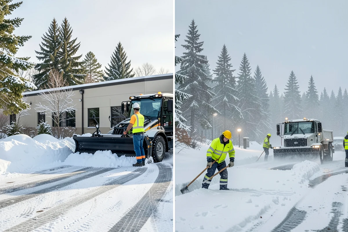 Shopping Center Parking Lot Snow Removal in Kenmore, King County, WA - Map tenant storefronts, drive aisles, and crosswalk connections
