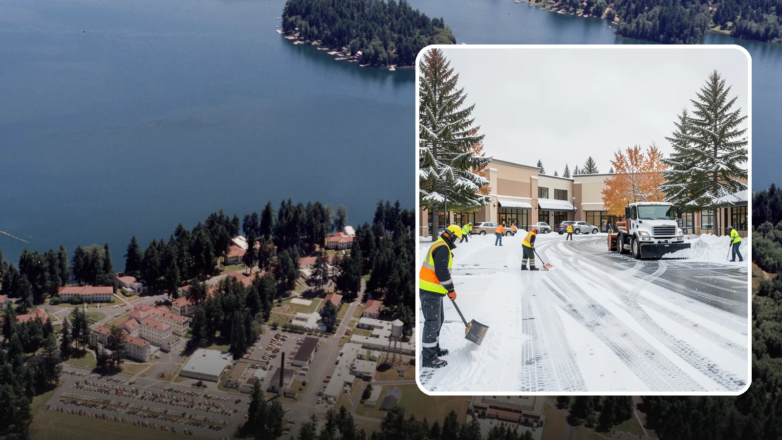 Shopping Center Parking Lot Snow Removal in Lakewood, Pierce County, WA - We clear large multi-tenant shopping center lots so Western Washington shoppers reach every storefront through winter.