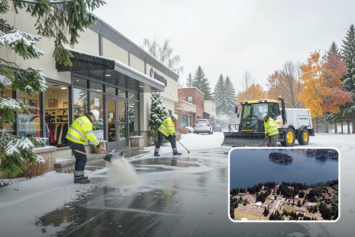Shopping Center Parking Lot Snow Removal in Lakewood, Pierce County, WA - Every tenant's storefront stays reachable across the shared lot