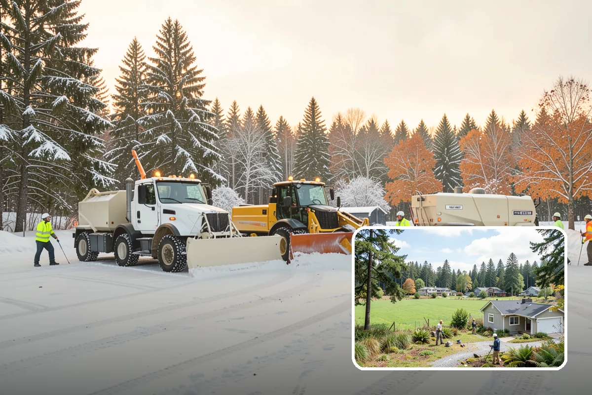 Shopping Center Parking Lot Snow Removal in Lyman, Skagit County, WA - Every tenant's storefront stays reachable across the shared lot