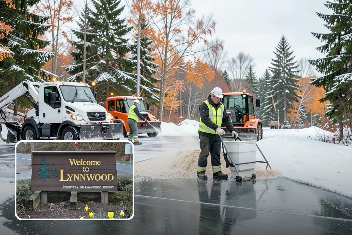 Shopping Center Parking Lot Snow Removal in Lynnwood, Snohomish County, WA - Every tenant's storefront stays reachable across the shared lot