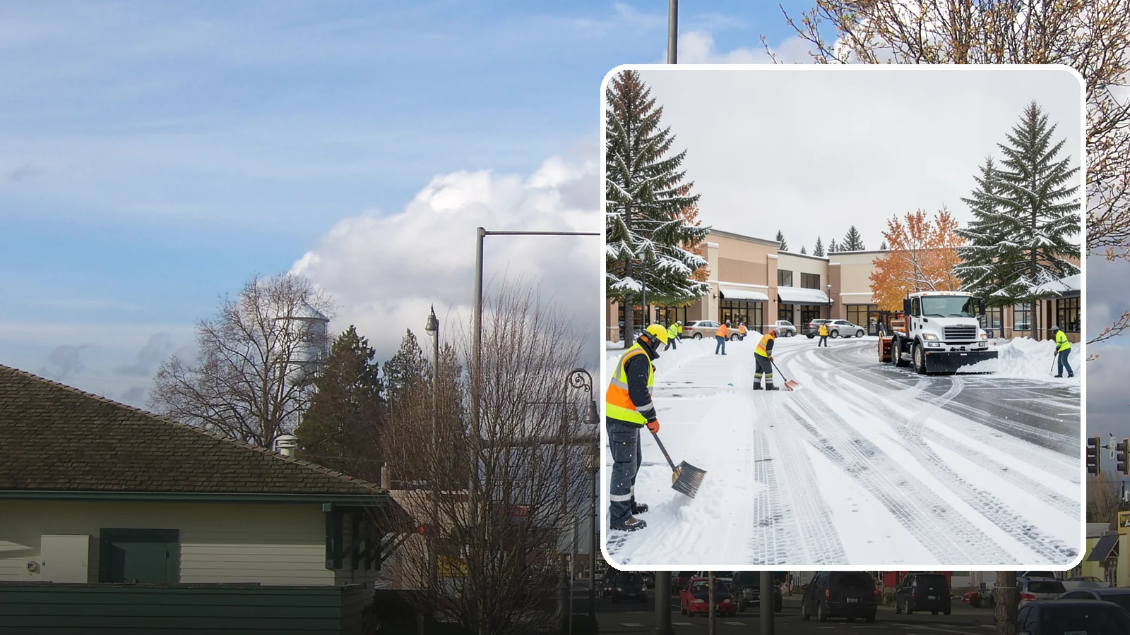 Shopping Center Parking Lot Snow Removal in Marysville, Snohomish County, WA - We clear large multi-tenant shopping center lots so Western Washington shoppers reach every storefront through winter.