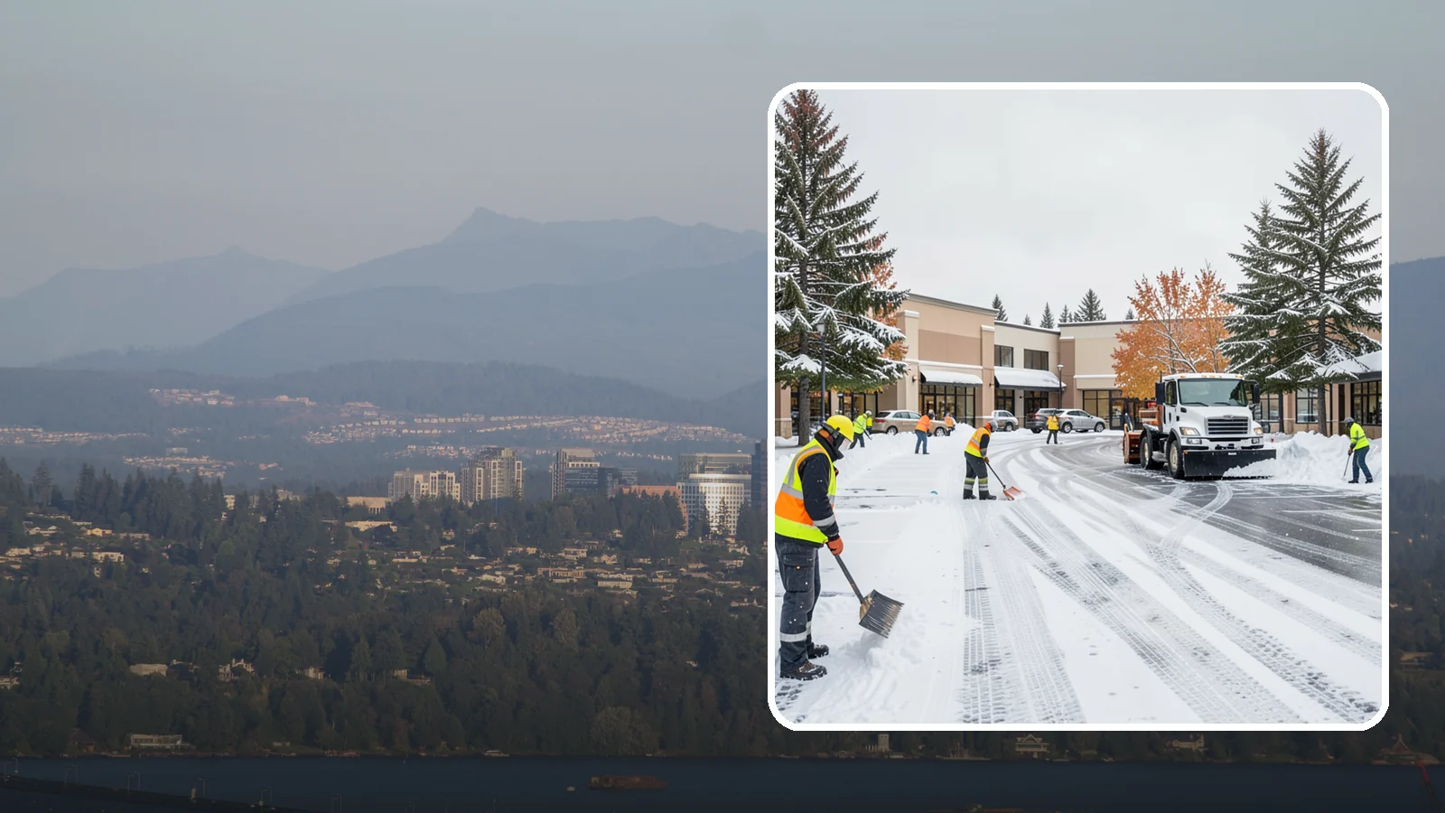 Shopping Center Parking Lot Snow Removal in Medina, King County, WA - We clear large multi-tenant shopping center lots so Western Washington shoppers reach every storefront through winter.