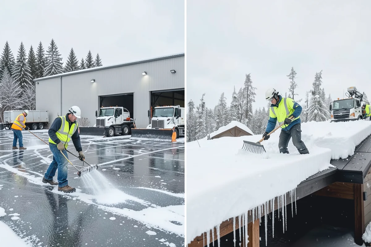 Shopping Center Parking Lot Snow Removal in Medina, King County, WA - Map tenant storefronts, drive aisles, and crosswalk connections