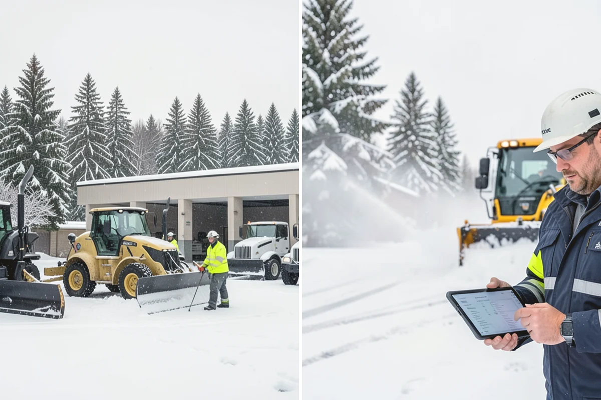 Shopping Center Parking Lot Snow Removal in Mercer Island, King County, WA - Map tenant storefronts, drive aisles, and crosswalk connections