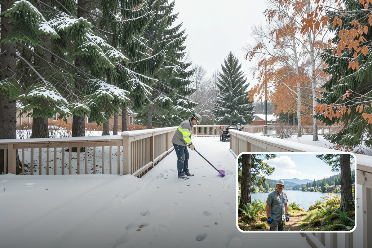 Shopping Center Parking Lot Snow Removal in Milton, King County, WA - Every tenant's storefront stays reachable across the shared lot