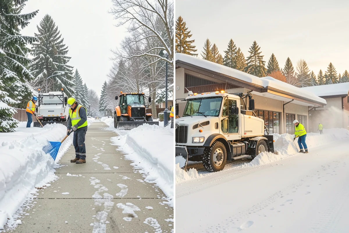 Shopping Center Parking Lot Snow Removal in Milton, King County, WA - Map tenant storefronts, drive aisles, and crosswalk connections