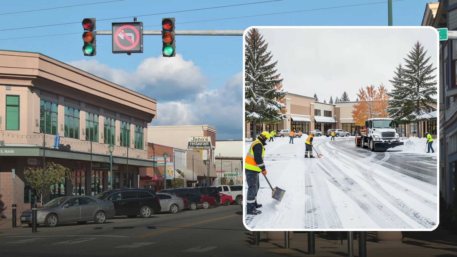 Shopping Center Parking Lot Snow Removal in Monroe, Snohomish County, WA - We clear large multi-tenant shopping center lots so Western Washington shoppers reach every storefront through winter.