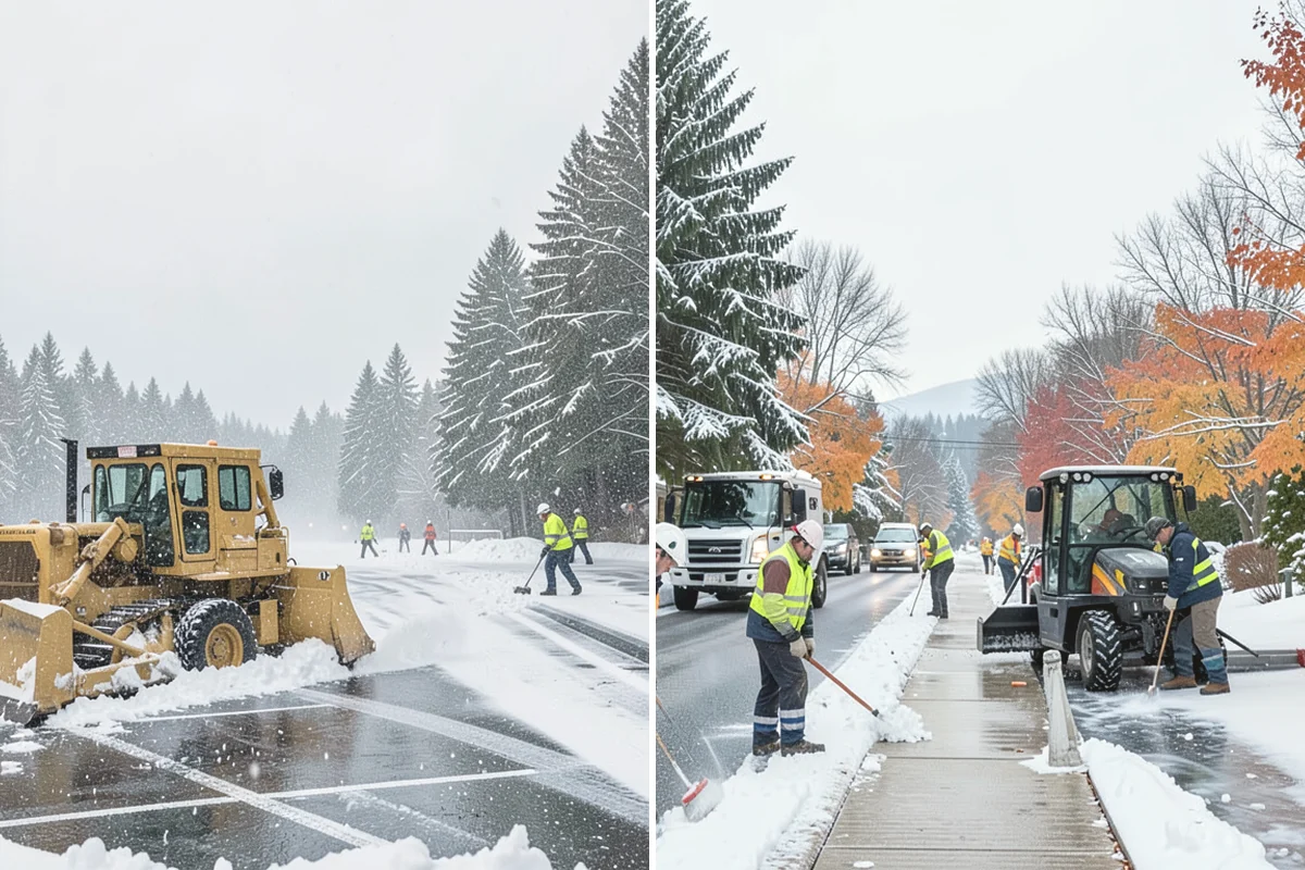 Shopping Center Parking Lot Snow Removal in Mountlake Terrace, Snohomish County, WA - Map tenant storefronts, drive aisles, and crosswalk connections