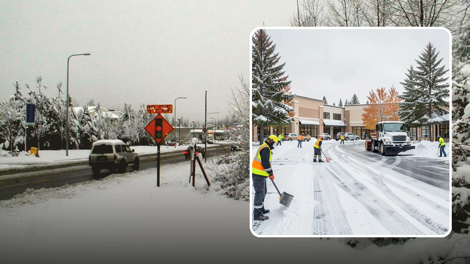 Shopping Center Parking Lot Snow Removal in Newcastle, King County, WA - We clear large multi-tenant shopping center lots so Western Washington shoppers reach every storefront through winter.