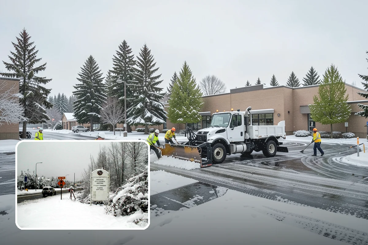 Shopping Center Parking Lot Snow Removal in Newcastle, King County, WA - Every tenant's storefront stays reachable across the shared lot