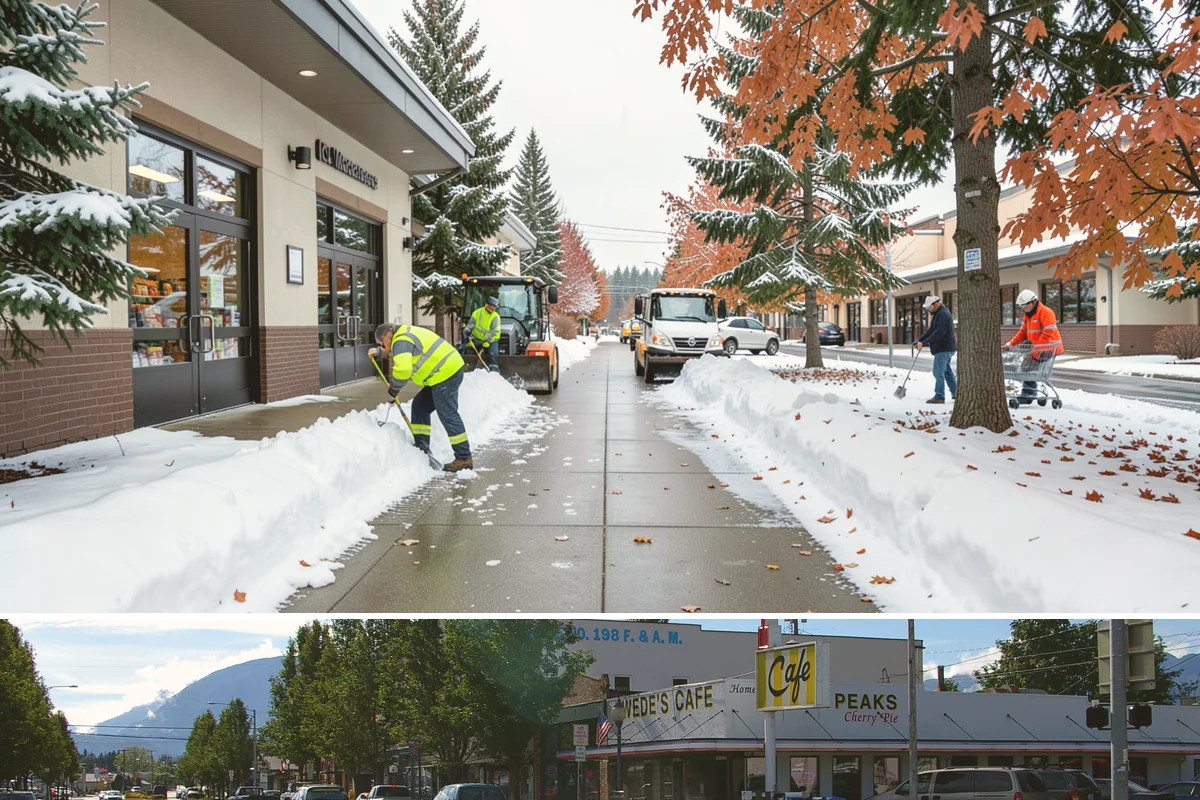 Shopping Center Parking Lot Snow Removal in North Bend, King County, WA - Shopping center lots in Western Washington face the highest snow disruption from late November through February, covering the...