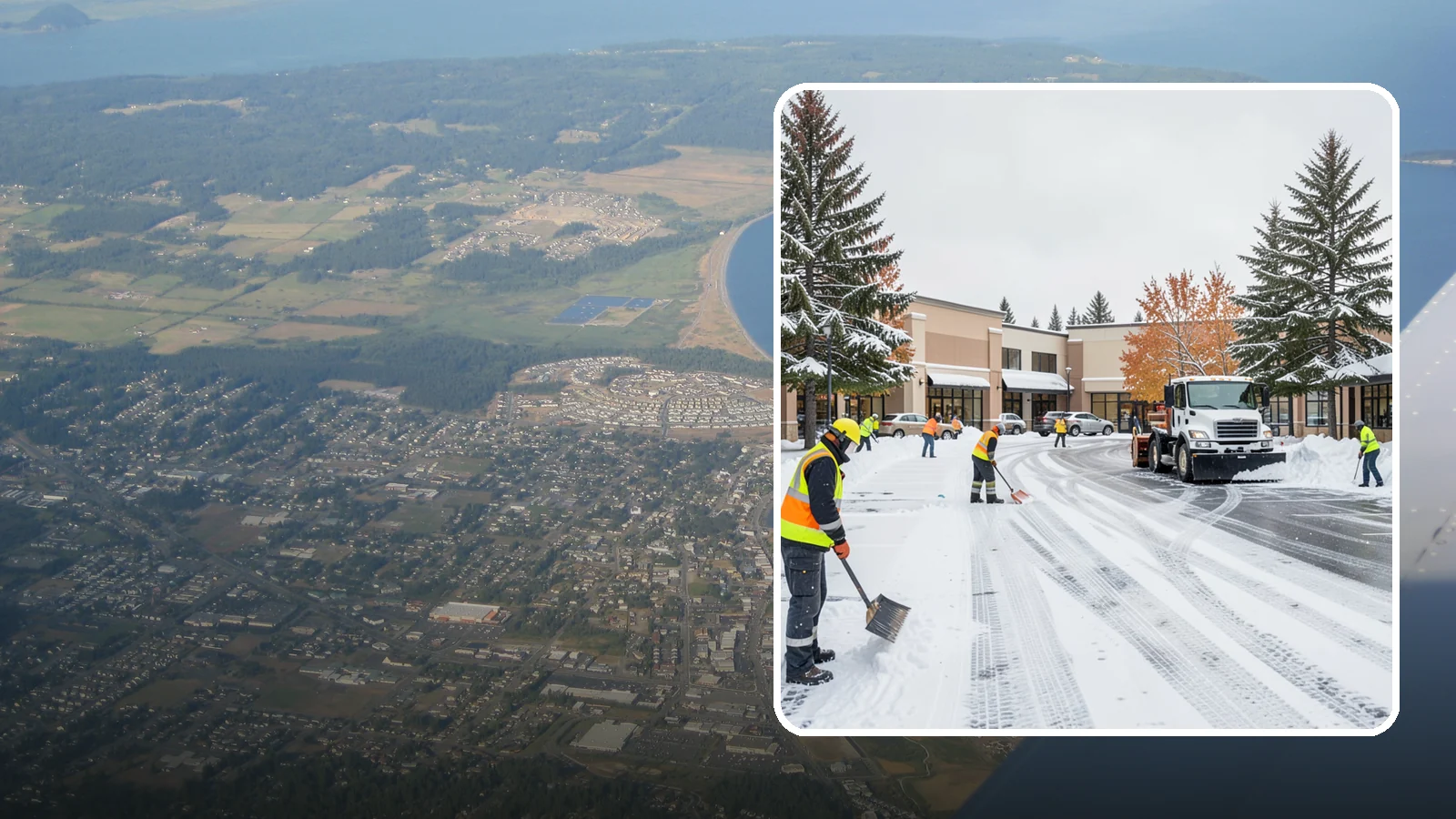 Shopping Center Parking Lot Snow Removal in Oak Harbor, Island County, WA - We clear large multi-tenant shopping center lots so Western Washington shoppers reach every storefront through winter.