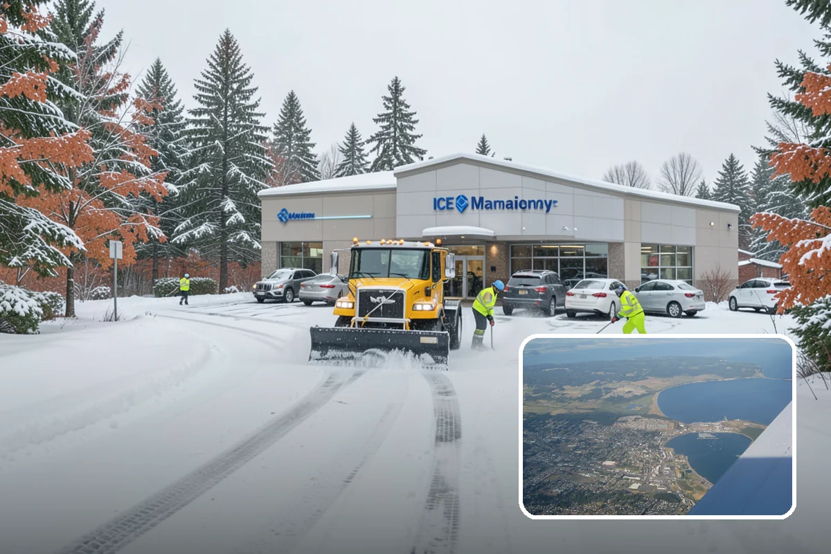 Shopping Center Parking Lot Snow Removal in Oak Harbor, Island County, WA - Every tenant's storefront stays reachable across the shared lot
