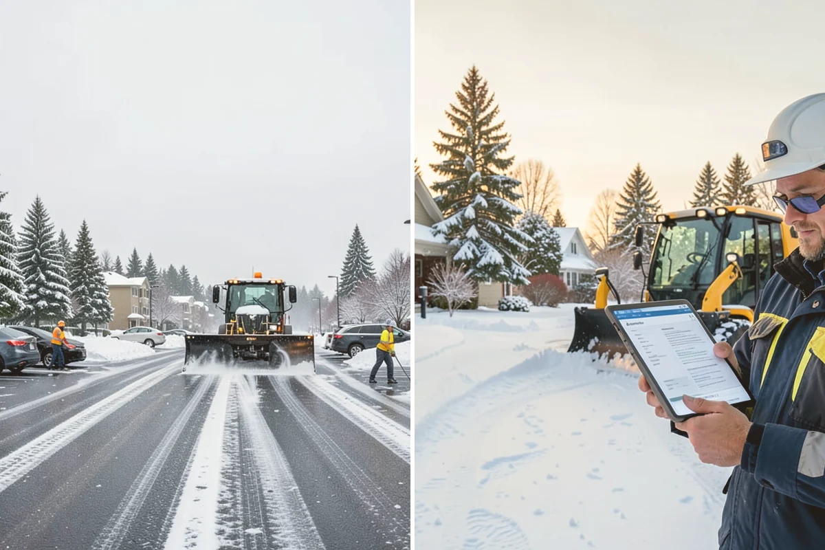 Shopping Center Parking Lot Snow Removal in Orting, Pierce County, WA - Map tenant storefronts, drive aisles, and crosswalk connections