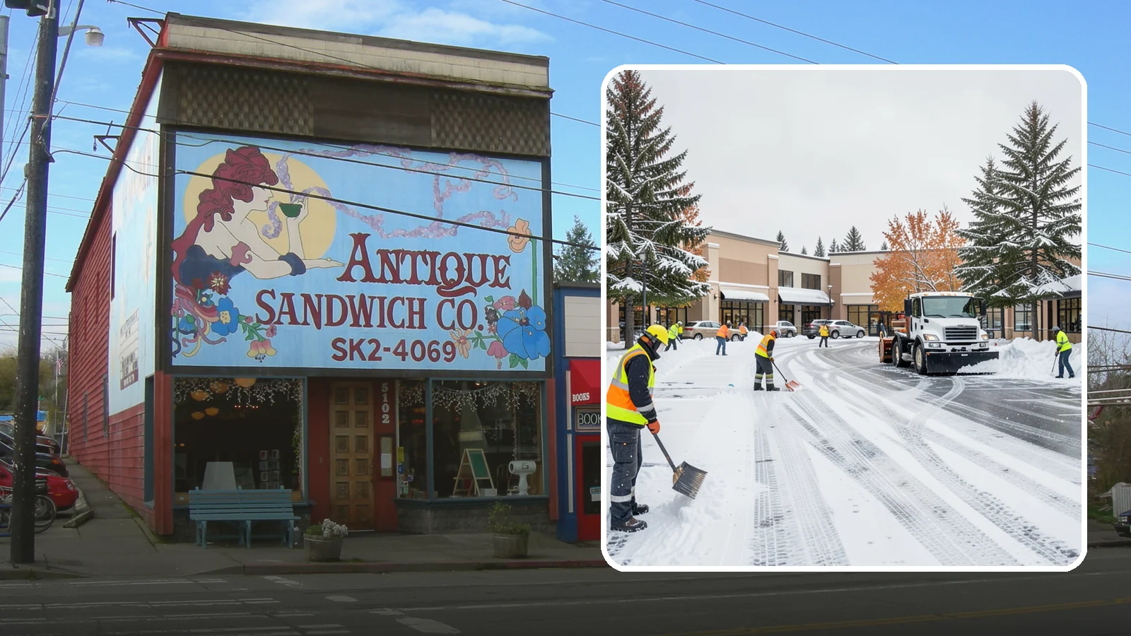 Shopping Center Parking Lot Snow Removal in Ruston, Pierce County, WA - We clear large multi-tenant shopping center lots so Western Washington shoppers reach every storefront through winter.