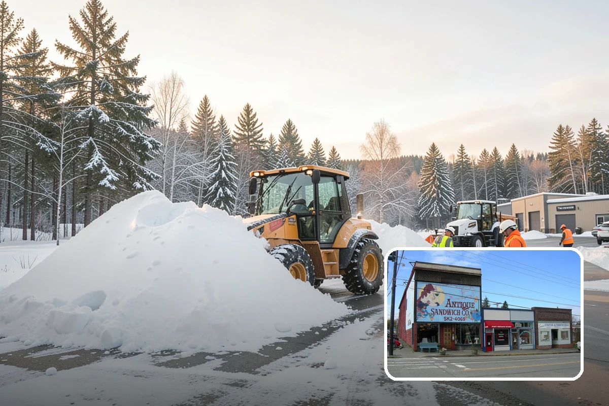 Shopping Center Parking Lot Snow Removal in Ruston, Pierce County, WA - Every tenant's storefront stays reachable across the shared lot